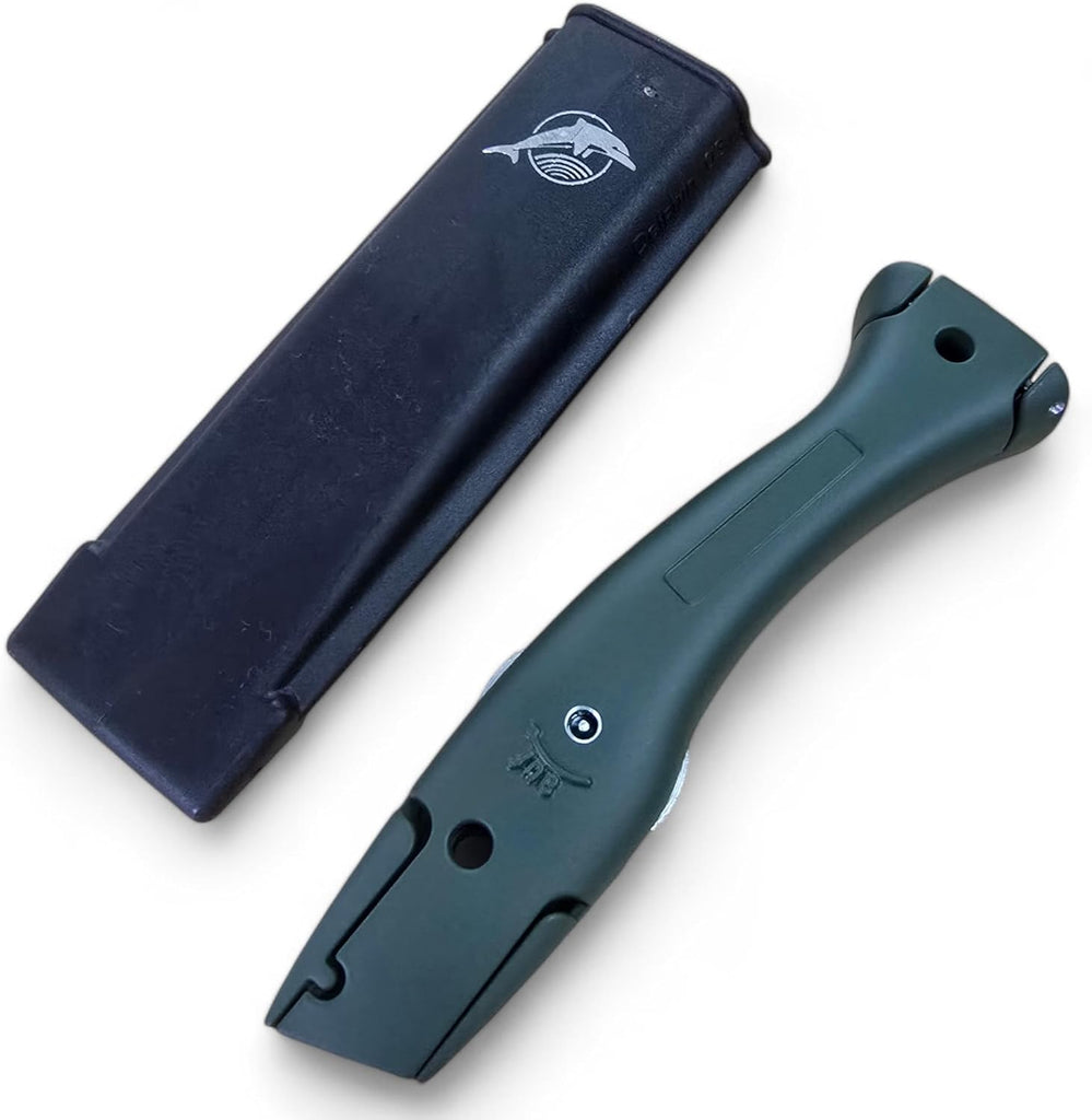 Delphin Trimming Knife Handles with Holsters - Matt Olive Green | Professional Carpet Fitter & Crafting Tools