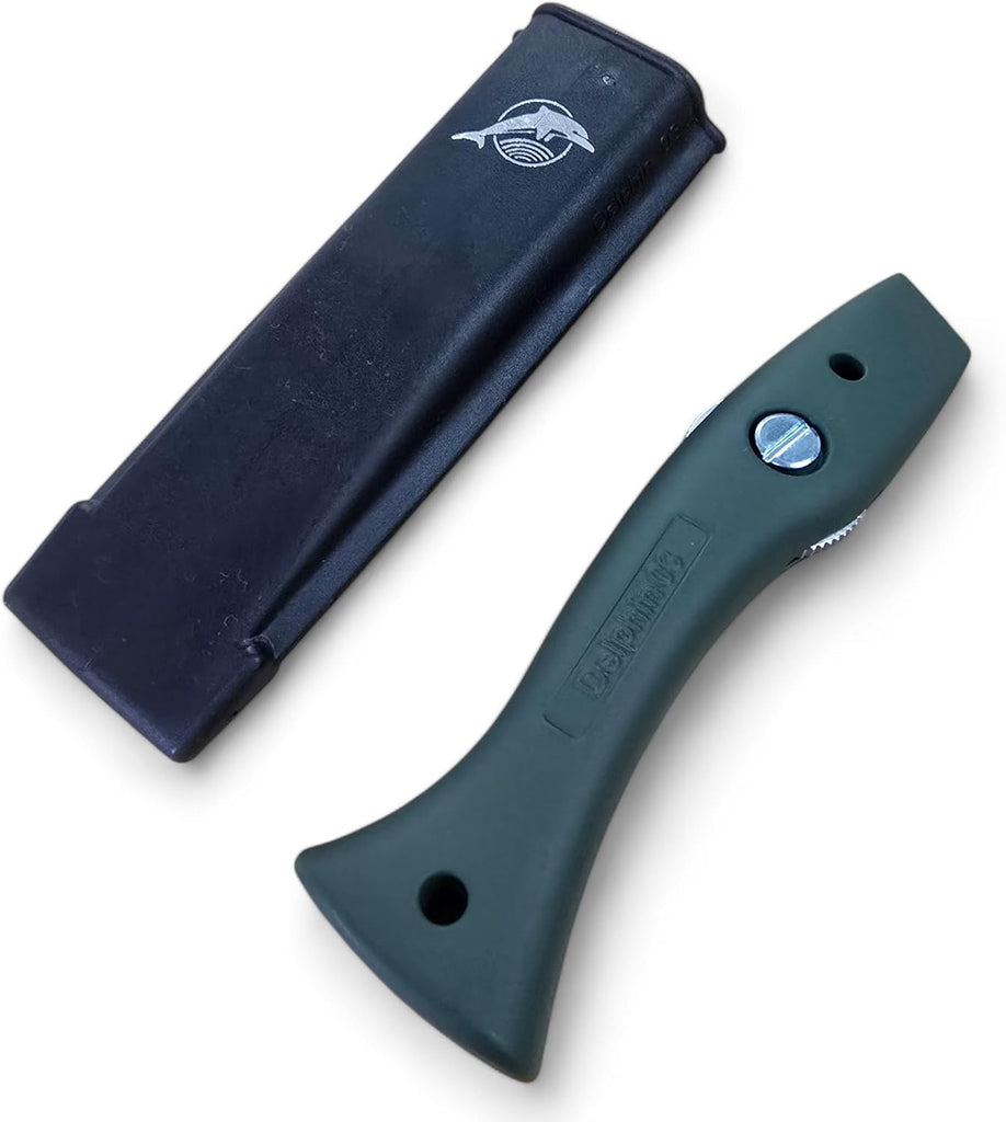 Delphin Trimming Knife Handles with Holsters - Matt Olive Green | Professional Carpet Fitter & Crafting Tools