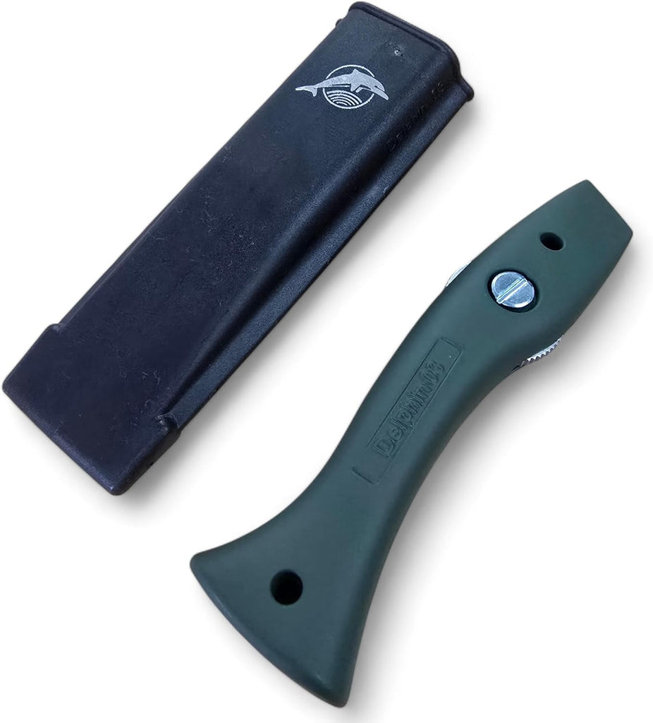 Delphin Trimming Knife Handles with Holsters - Matt Olive Green | Professional Carpet Fitter & Crafting Tools