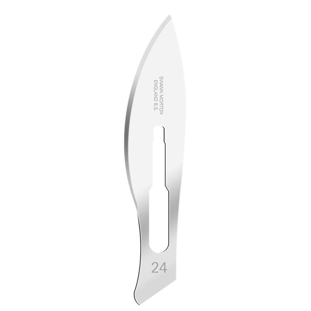 Swann Morton Sterile Surgical Scalpel Blade No.24 – Semi-Circular, Wide Blade (Pack of 100)