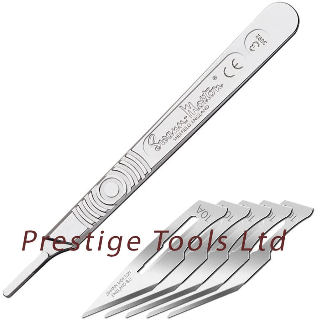 Swann Morton Handle No.3 With 5 X Blades No.10A - Art & Craft Tool - Hobby Craft Tools