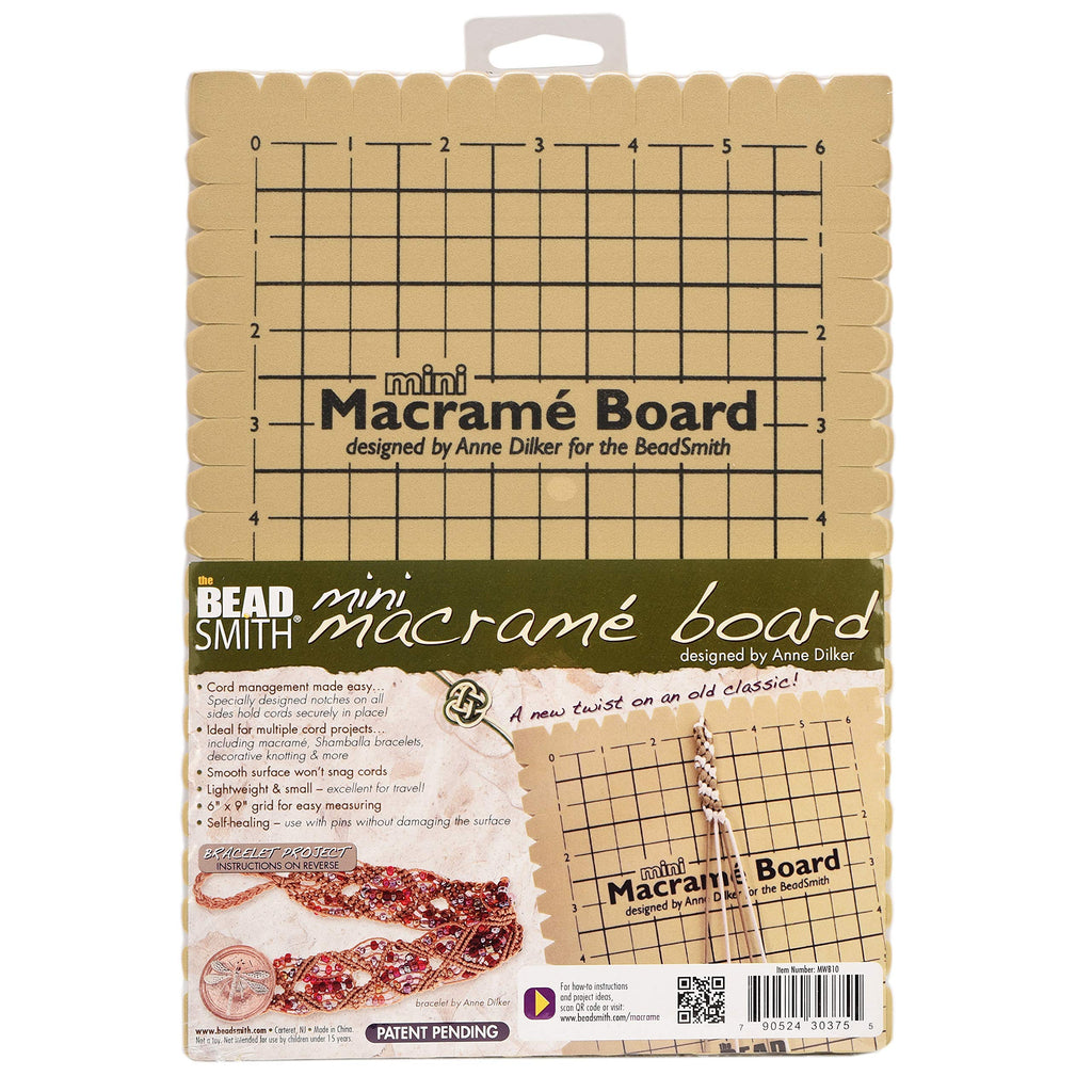 Beadsmith Mini Macrame Project Board – 6" x 9" Portable Work Surface for Jewelry Making & Crafting