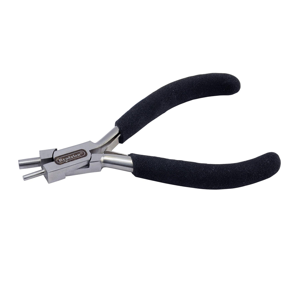 Memory Wire Finishing Pliers With 2Mm & 4Mm Diameter Ends-Silver With Black Handles