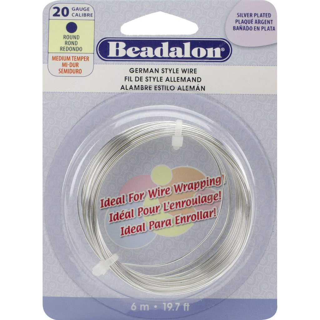 Beadalon German Style Wire-Silver Round - 20 Gauge, 19.7'