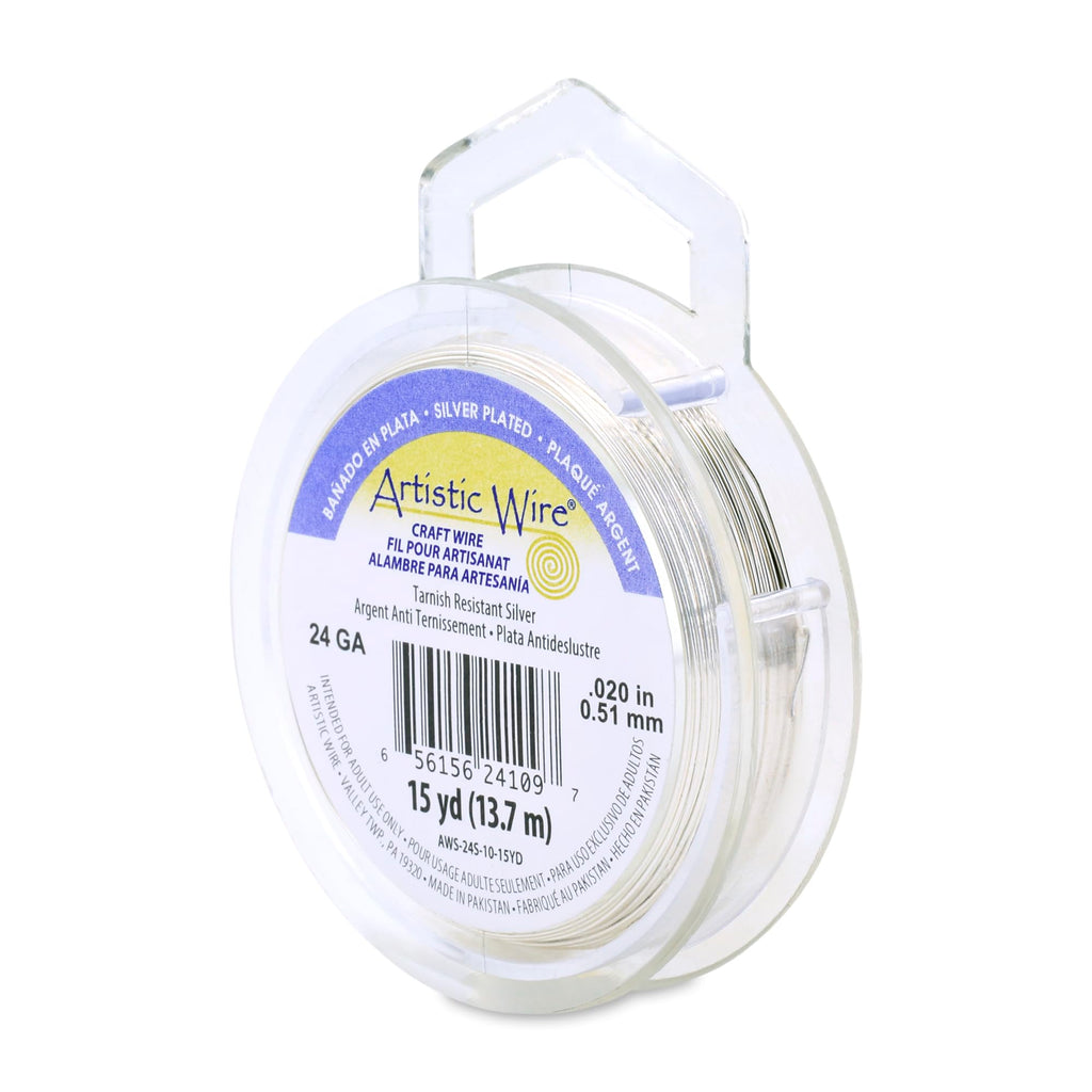 Artistic Wire Silver Plated Wire Spool - Dead Soft 18 20 22 24 26 28 Gauge Tarnish Resistant Colored Copper Wire for Jewelry Making Craft Wire, Bendable Shaping Wrapping Wire
