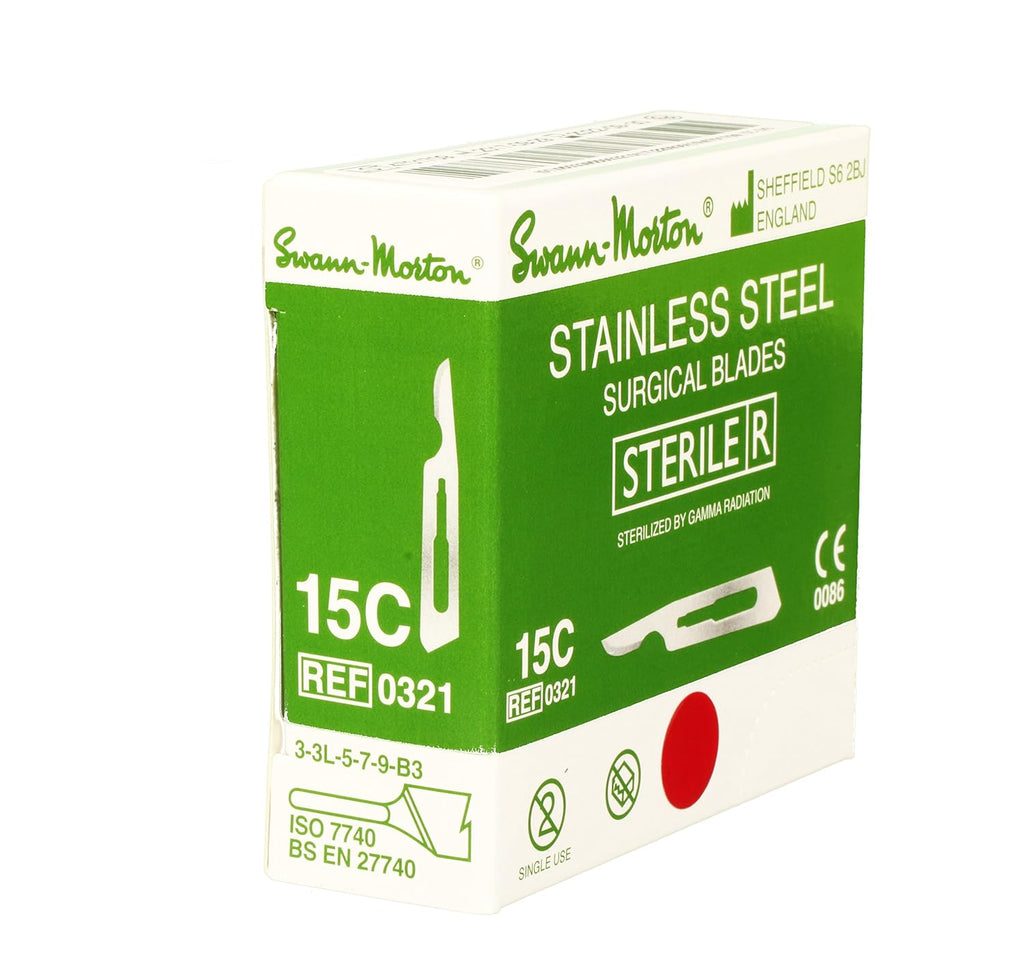 Swann Morton Sterile Surgical Scalpel Blade No.15C – Sterile Surgical Blades (Pack of 100)