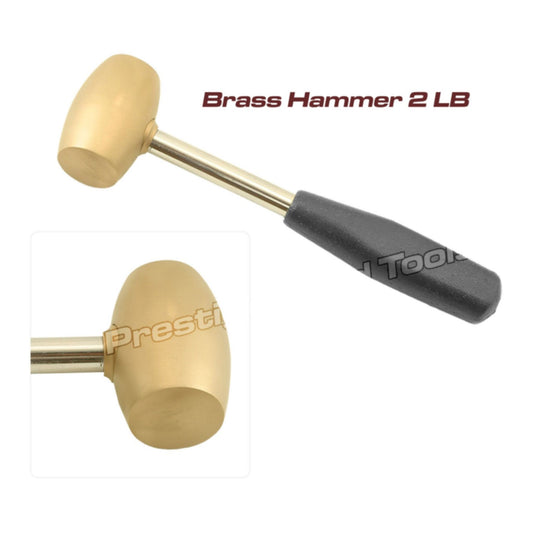Prestige 2 LB Brass Hammer Mallet – Steel Handle | Heavy-Duty Tool for Jewellers, Silversmiths, Metal Stamping & Dapping