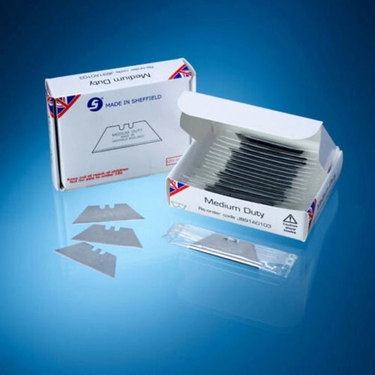 100 x Medium Duty Carpet Cutting Blades – Compatible with Dolphin/Delphin Knife – Made in Sheffield, England